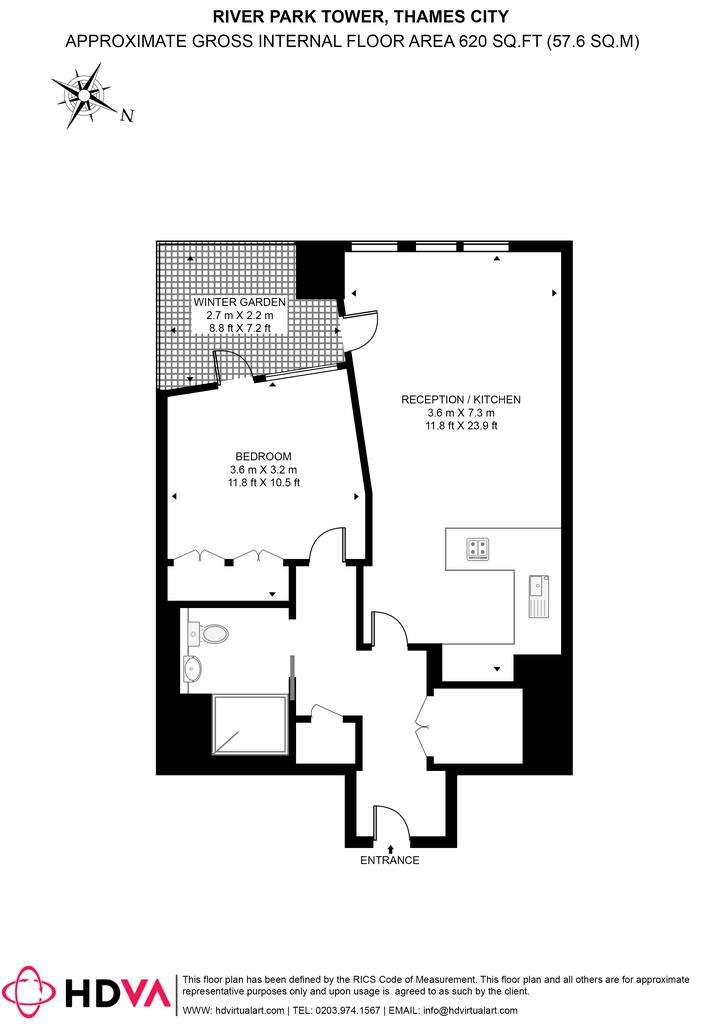 1 bedroom flat to rent - floorplan