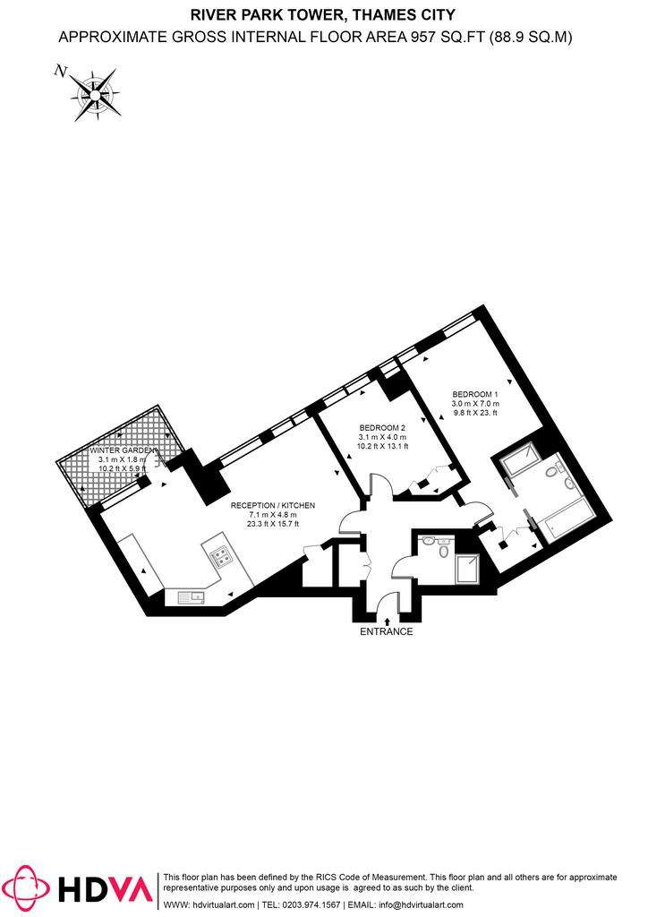 2 bedroom flat to rent - floorplan