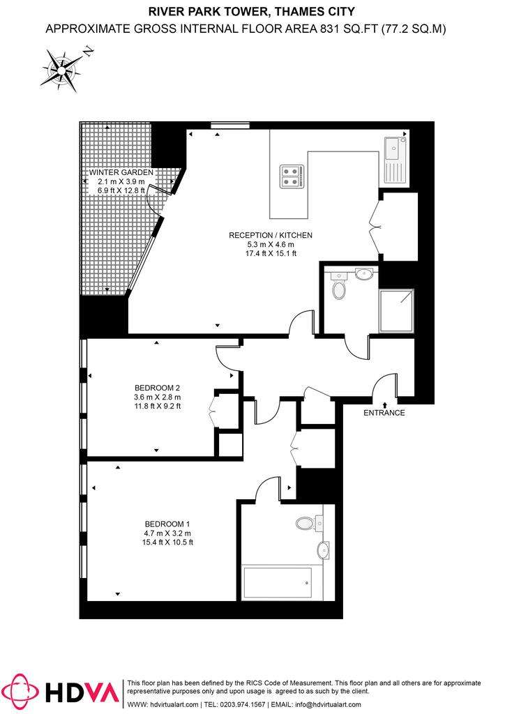 2 bedroom flat to rent - floorplan