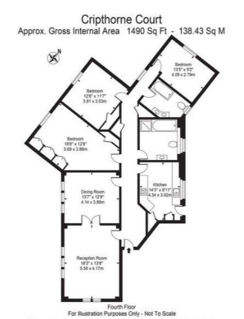 3 bedroom flat to rent - floorplan