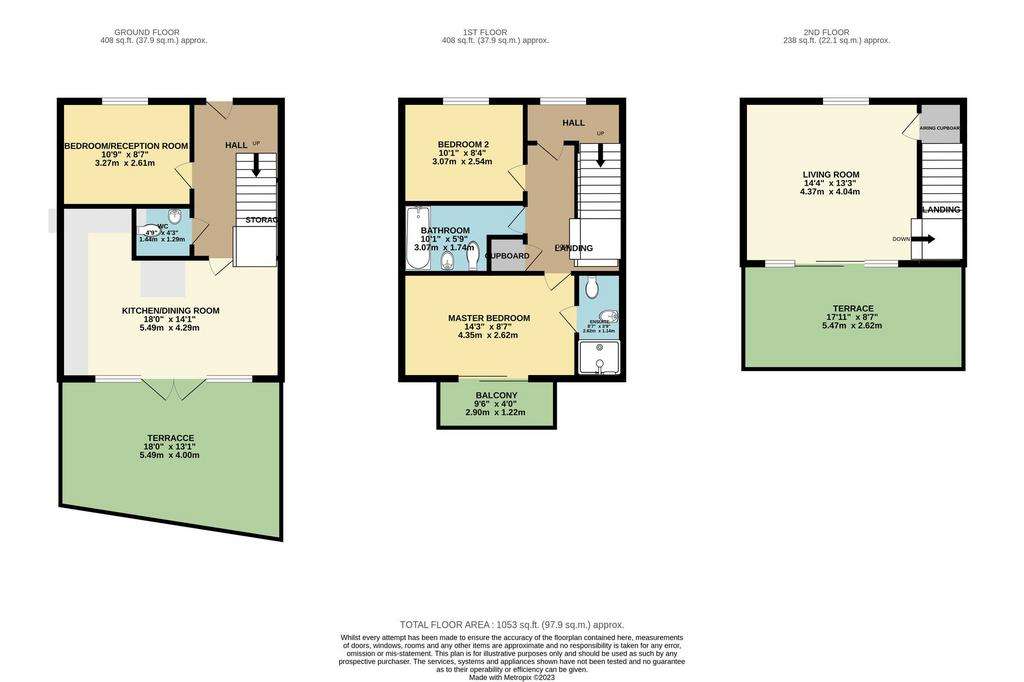 3 bedroom town house to rent - floorplan