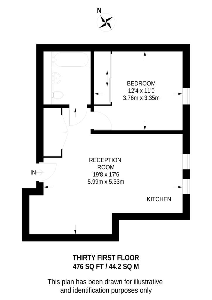 1 bedroom flat to rent - floorplan