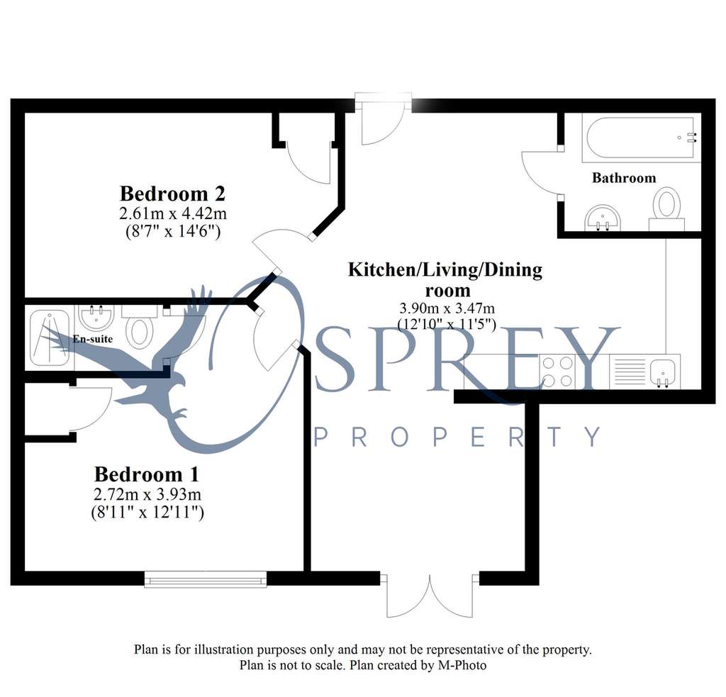 2 bedroom flat to rent - floorplan