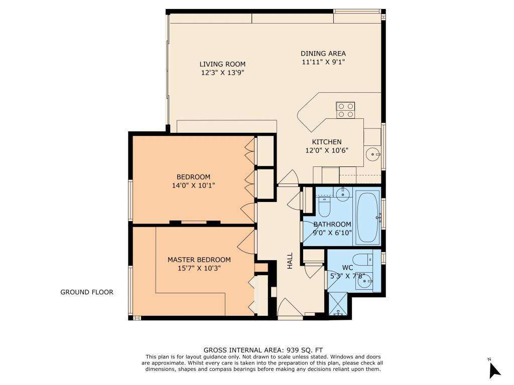 2 bedroom flat to rent - floorplan