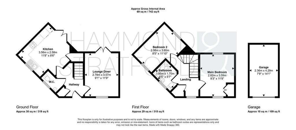 2 bedroom semi-detached house for sale - floorplan