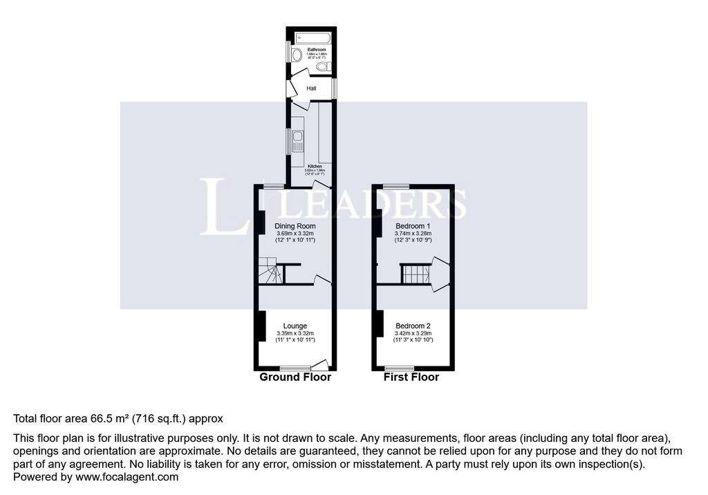 2 bedroom terraced house to rent - floorplan