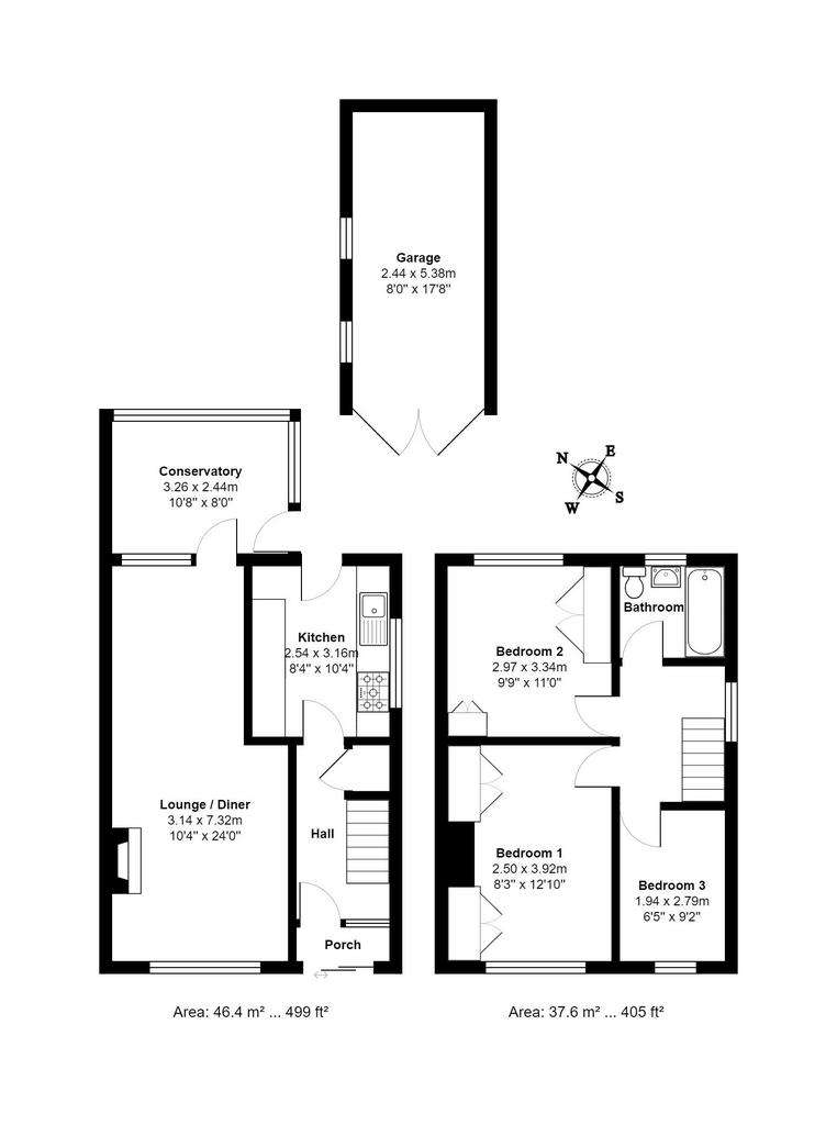 3 bedroom semi-detached house for sale - floorplan