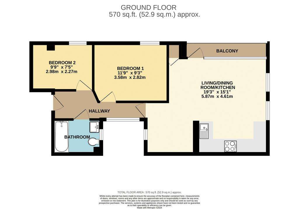 2 bedroom flat for sale - floorplan