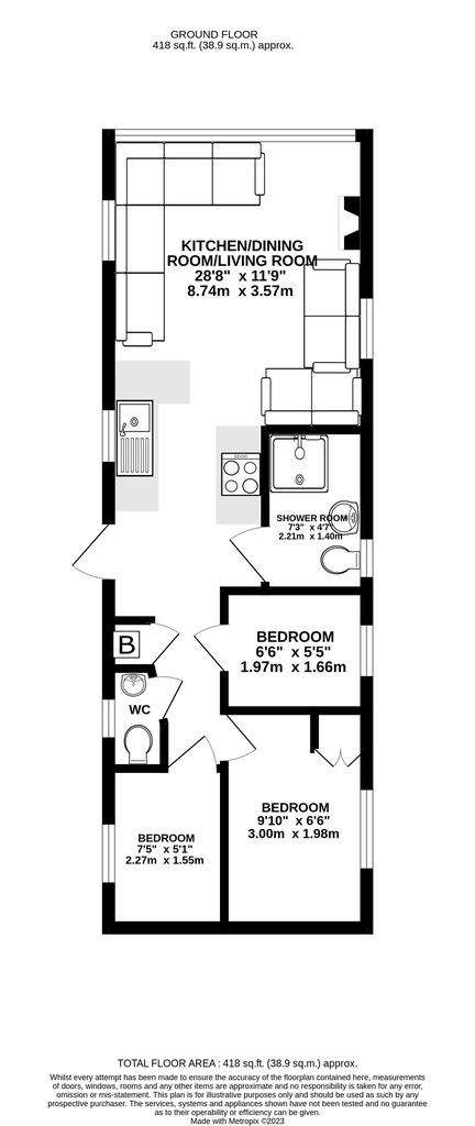 3 bedroom park home for sale - floorplan