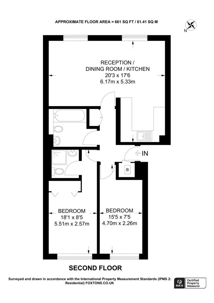 2 bedroom flat to rent - floorplan