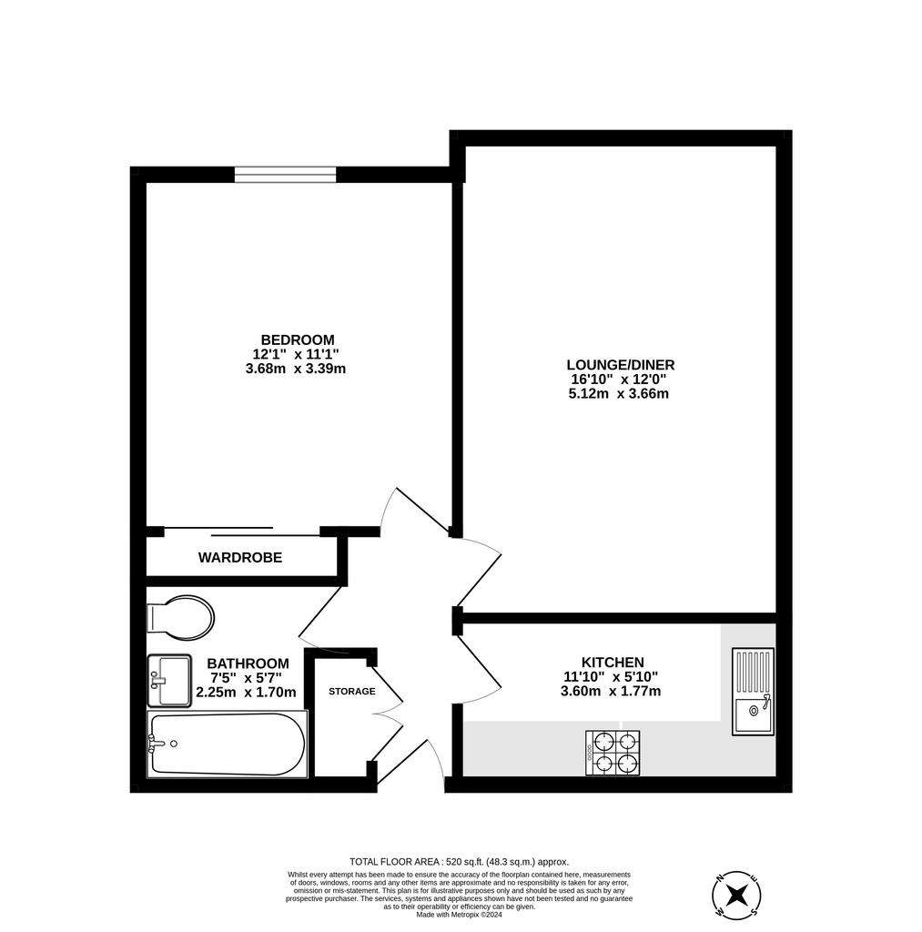 1 bedroom flat for sale - floorplan