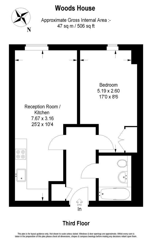 1 bedroom flat to rent - floorplan