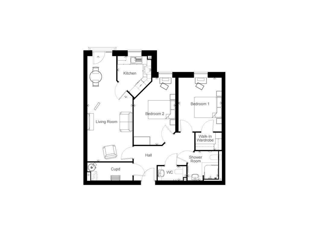 2 bedroom retirement property for sale - floorplan