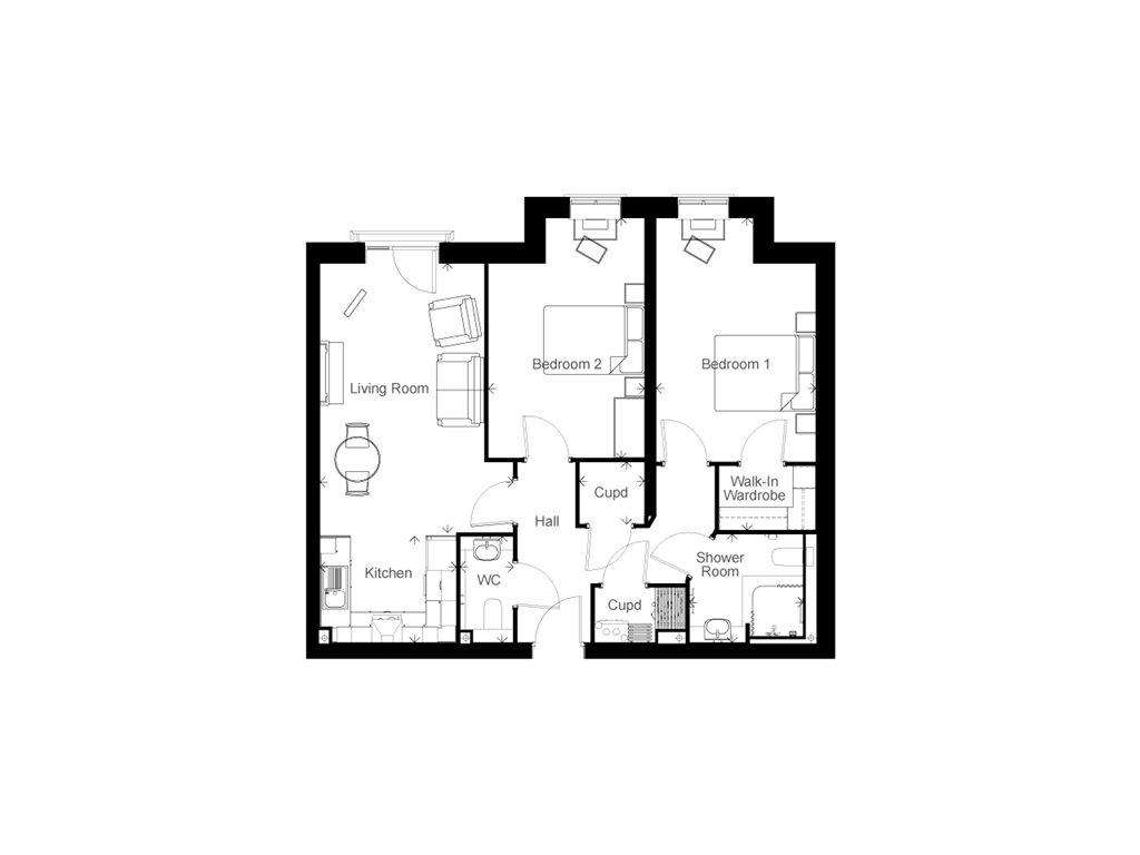 2 bedroom retirement property for sale - floorplan