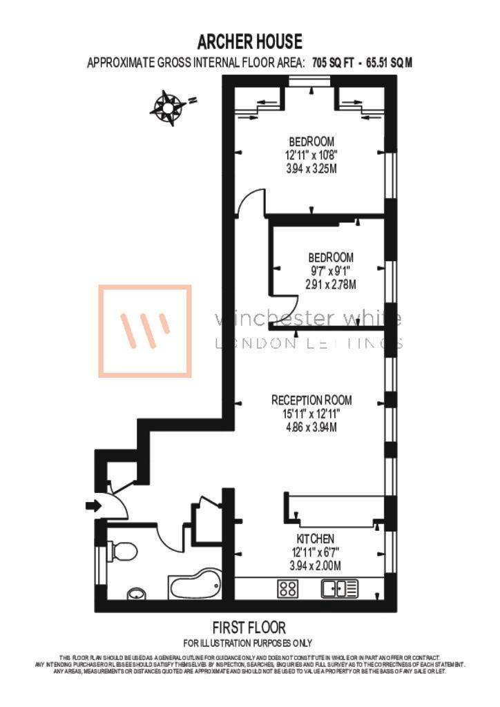 2 bedroom flat to rent - floorplan