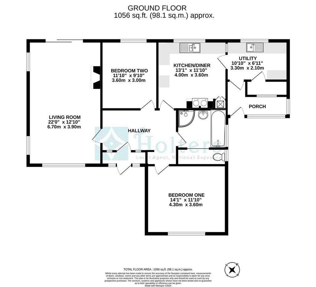 2 bedroom detached bungalow for sale - floorplan