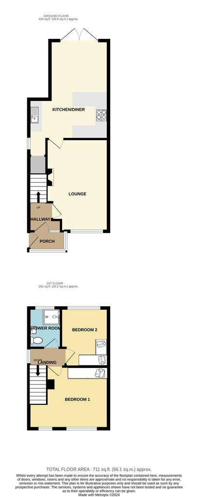 2 bedroom semi-detached house to rent - floorplan