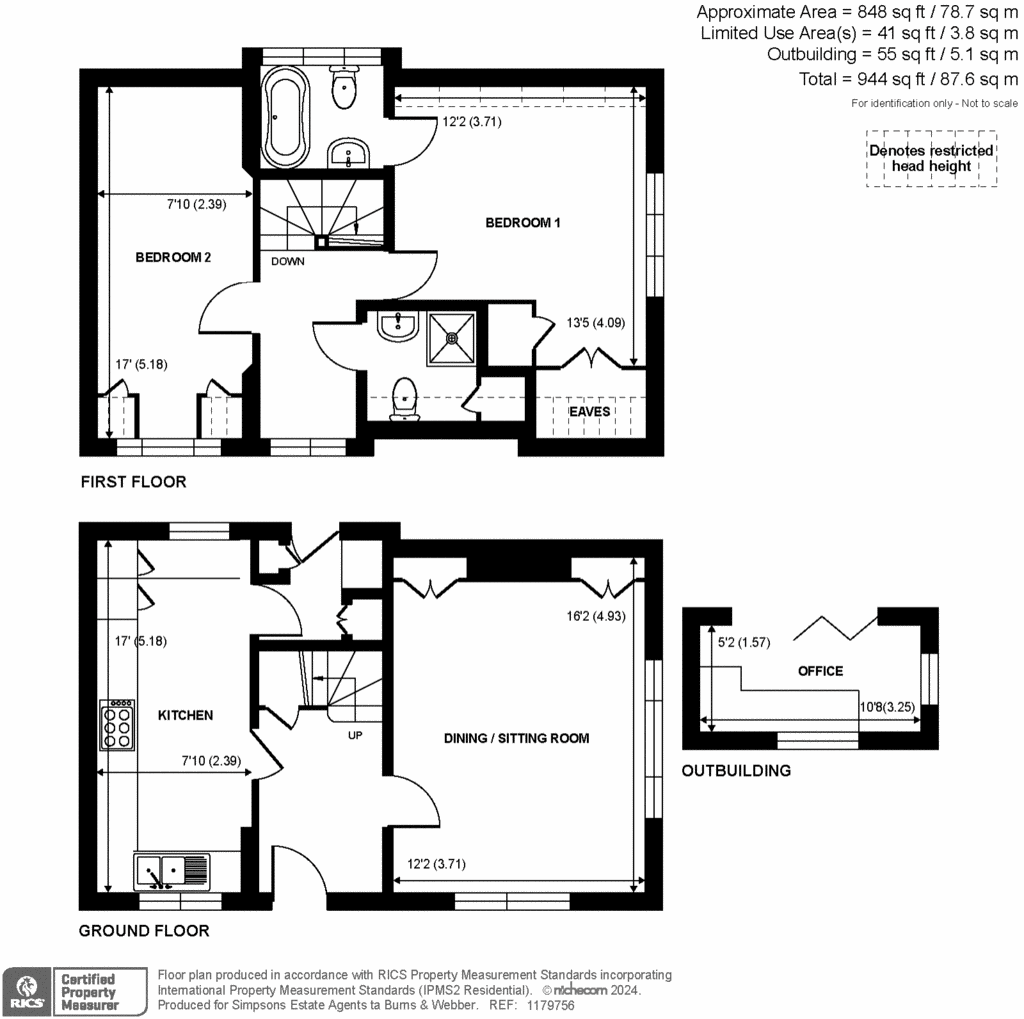 2 bedroom semi-detached house for sale - floorplan