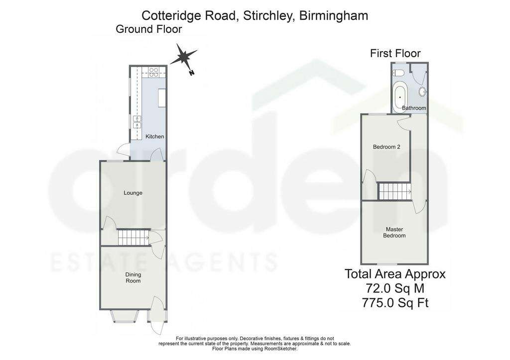 2 bedroom end of terrace house for sale - floorplan