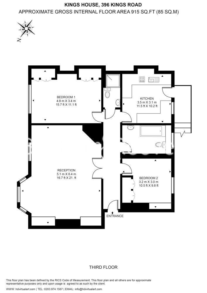 2 bedroom flat to rent - floorplan