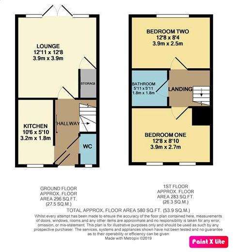 2 bedroom semi-detached house for sale - floorplan