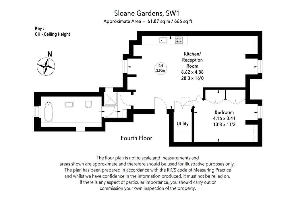 1 bedroom flat to rent - floorplan