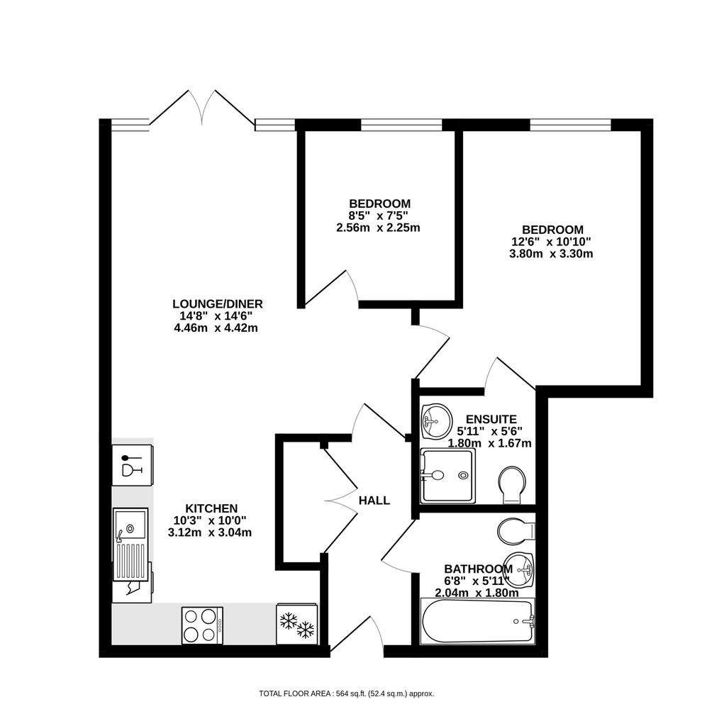 2 bedroom flat for sale - floorplan