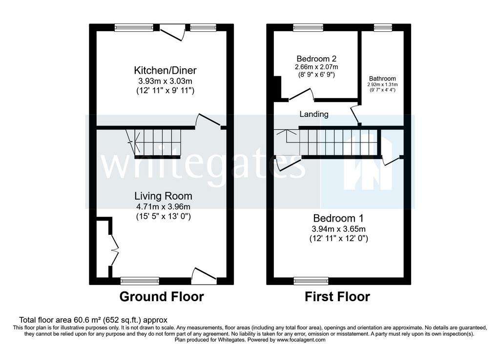 2 bedroom terraced house for sale - floorplan