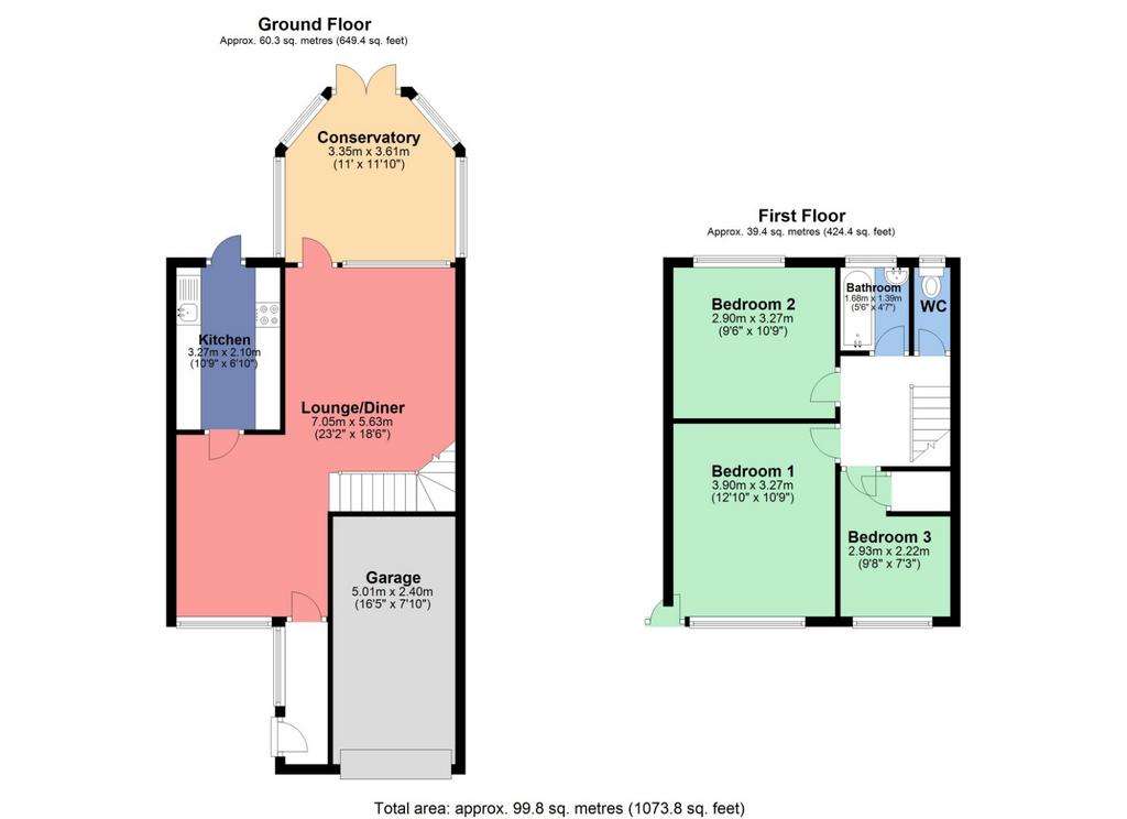 3 bedroom terraced house to rent - floorplan