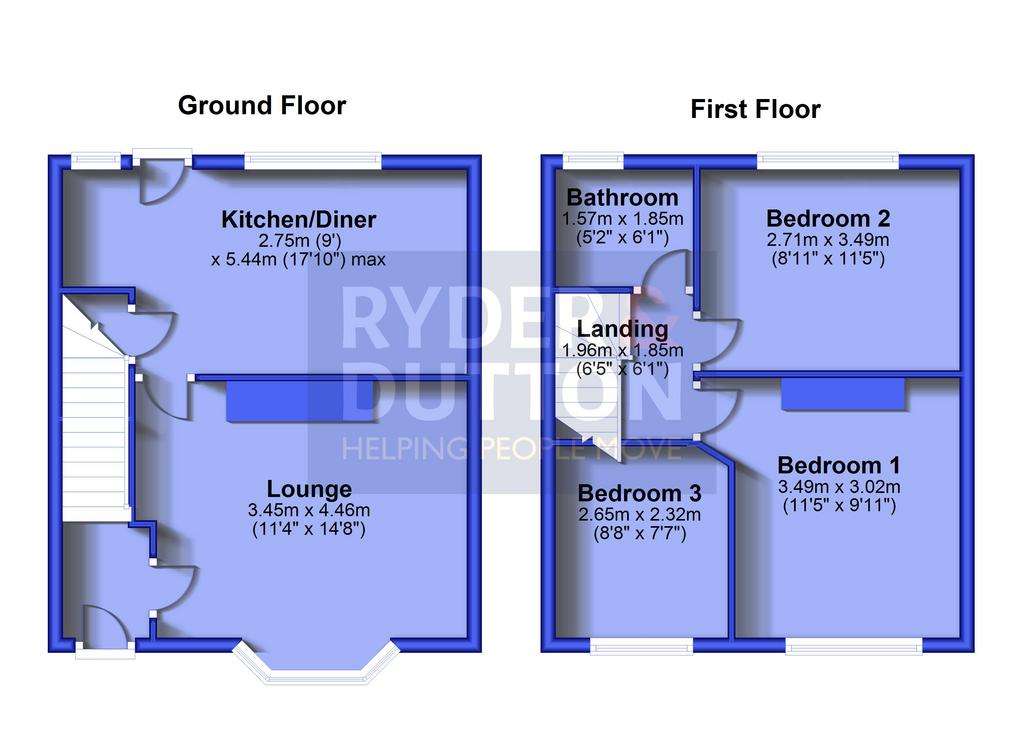 3 bedroom end of terrace house for sale - floorplan