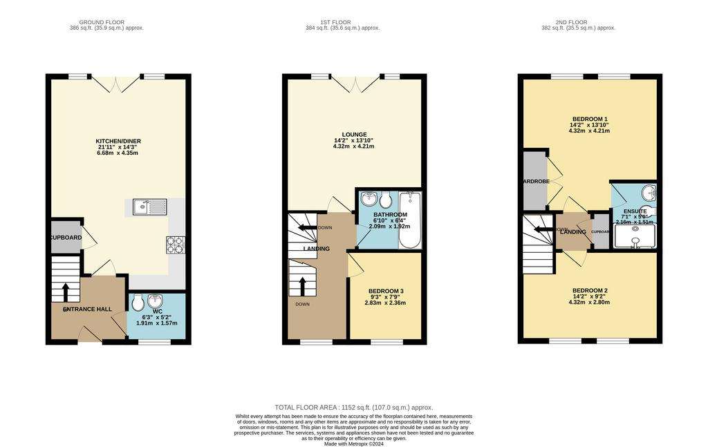 3 bedroom town house for sale - floorplan