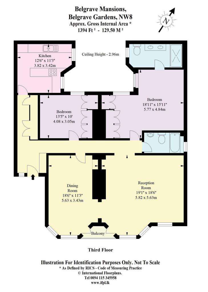 3 bedroom flat to rent - floorplan