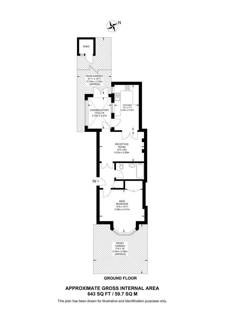 1 bedroom flat to rent - floorplan