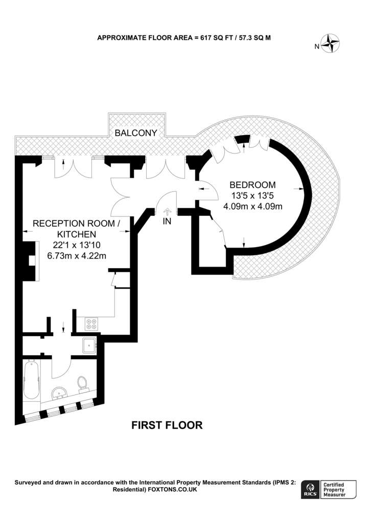 1 bedroom flat to rent - floorplan