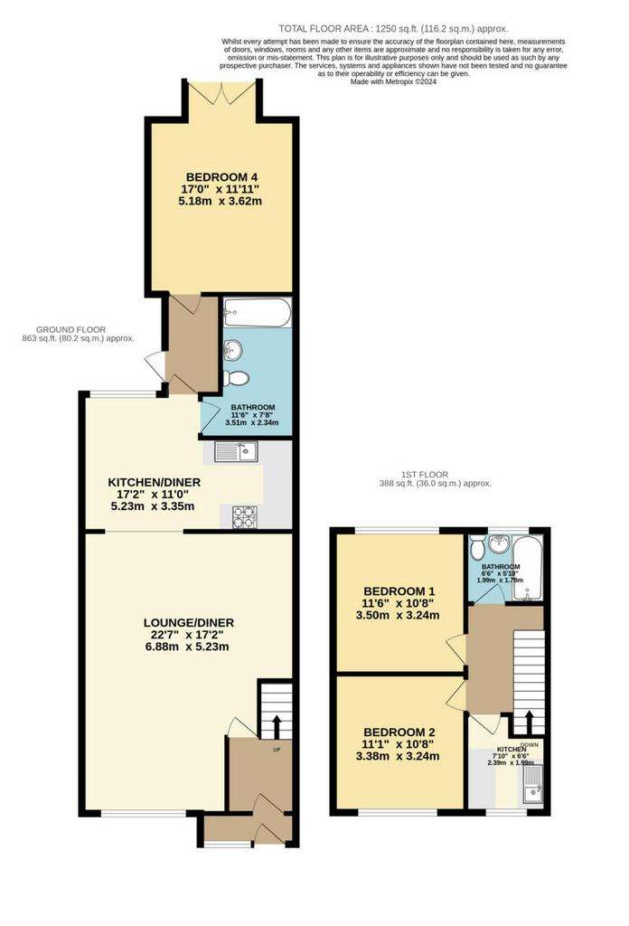 4 bedroom terraced house for sale - floorplan