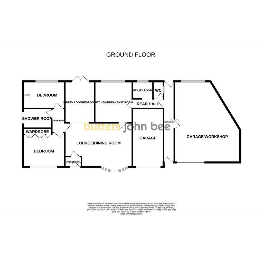 2 bedroom detached bungalow for sale - floorplan