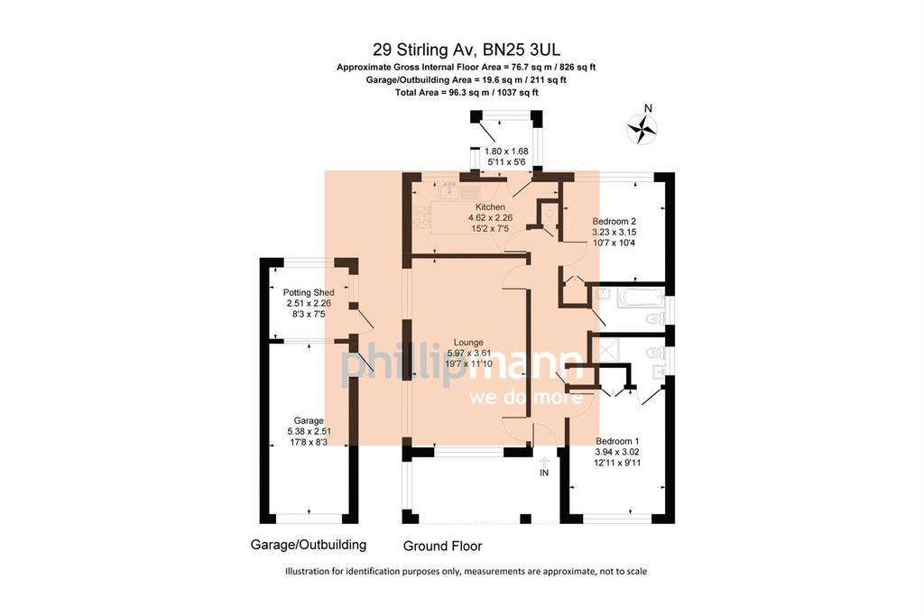 2 bedroom bungalow for sale - floorplan