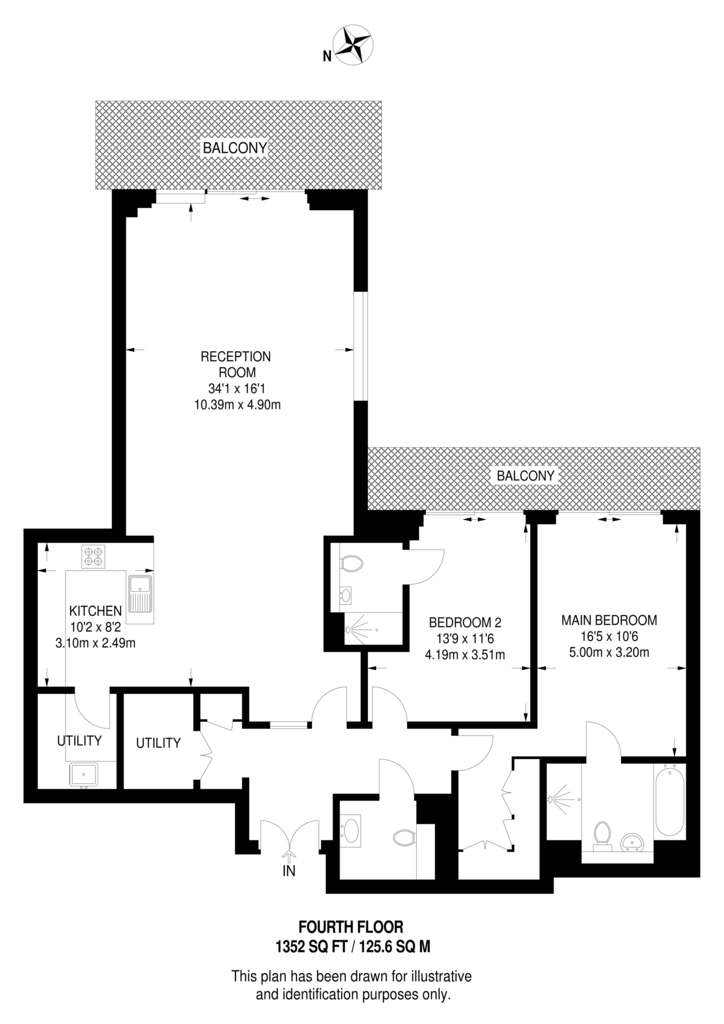 2 bedroom flat to rent - floorplan