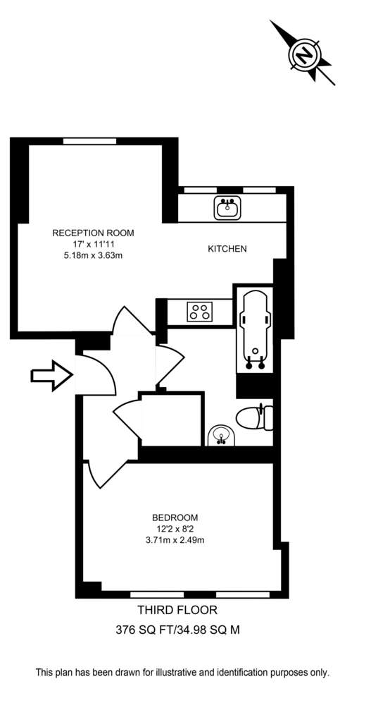 1 bedroom flat to rent - floorplan