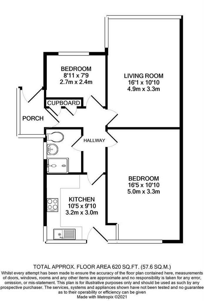 2 bedroom semi-detached bungalow to rent - floorplan