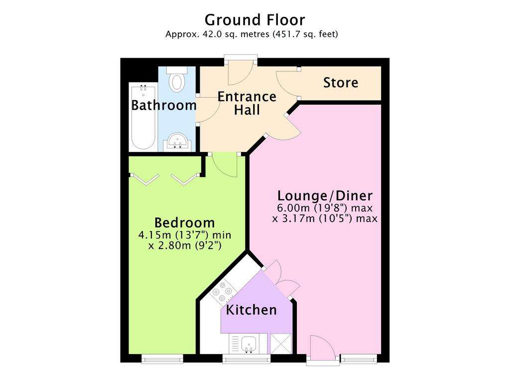 1 bedroom ground floor flat for sale - floorplan