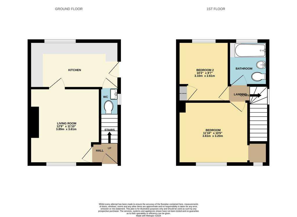 2 bedroom semi-detached house for sale - floorplan