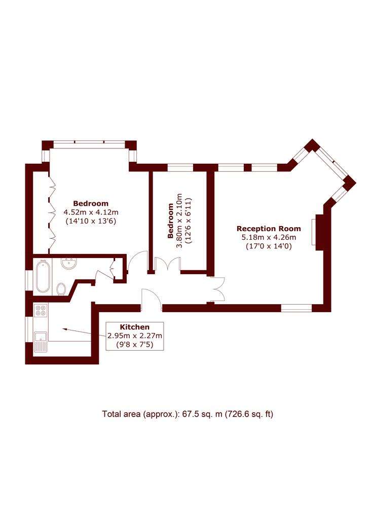 2 bedroom flat to rent - floorplan