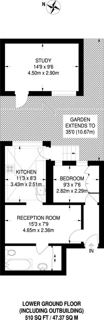 1 bedroom flat to rent - floorplan