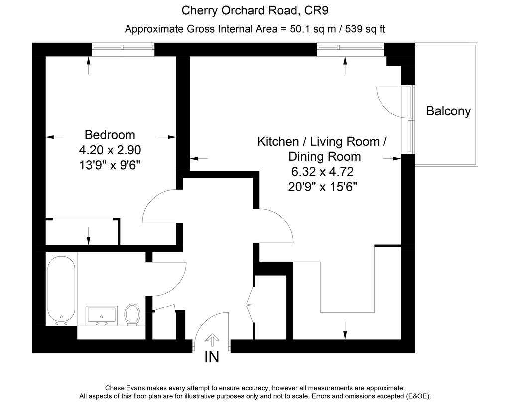 1 bedroom flat to rent - floorplan