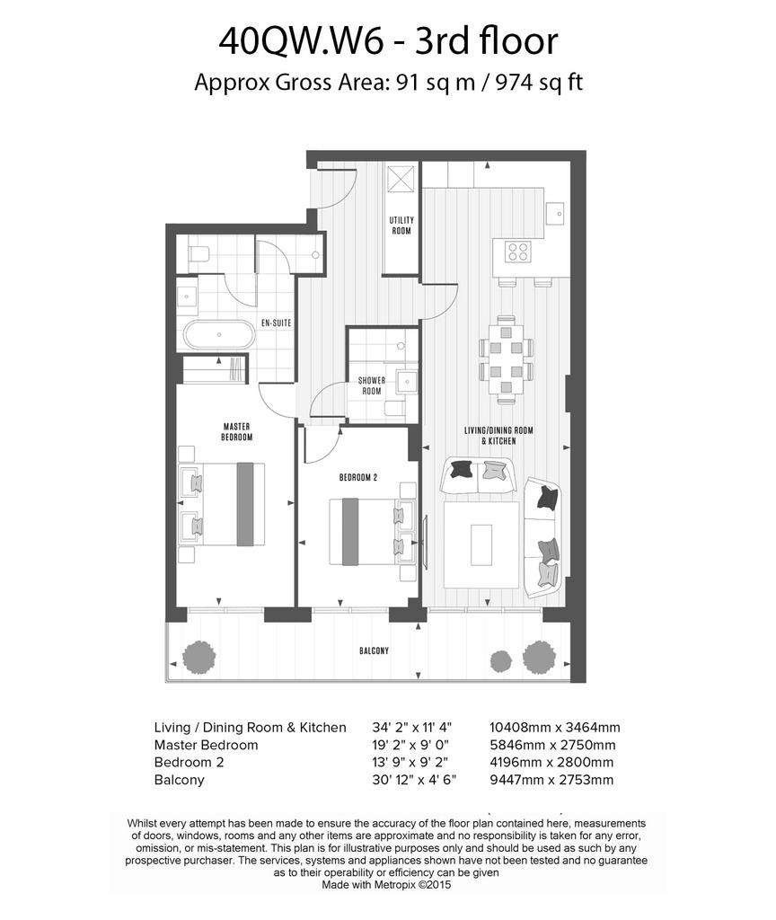 2 bedroom flat to rent - floorplan