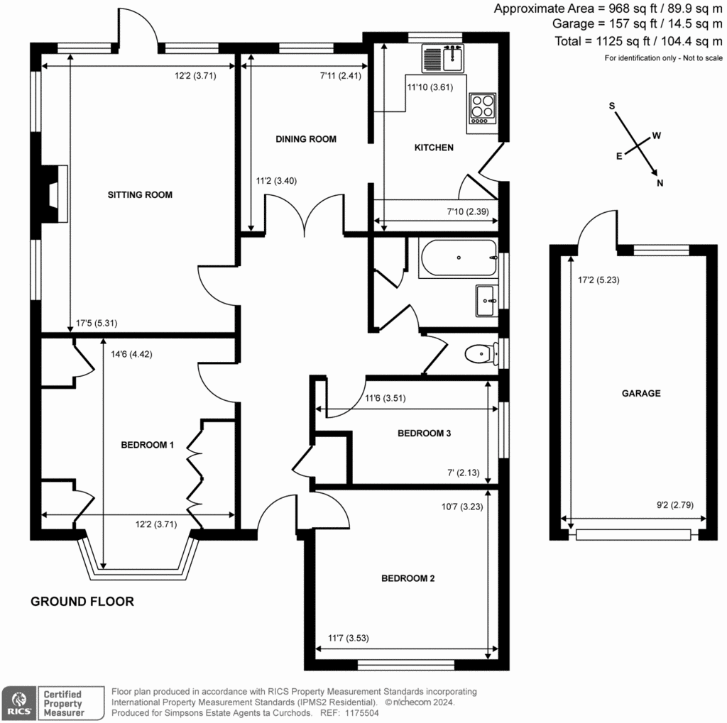 3 bedroom bungalow for sale - floorplan