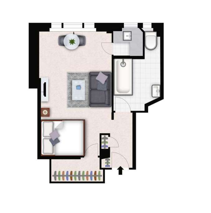 Studio flat to rent - floorplan