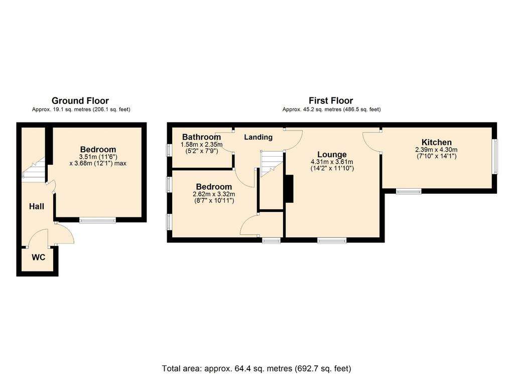 2 bedroom maisonette for sale - floorplan