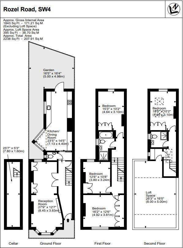 4 bedroom terraced house to rent - floorplan